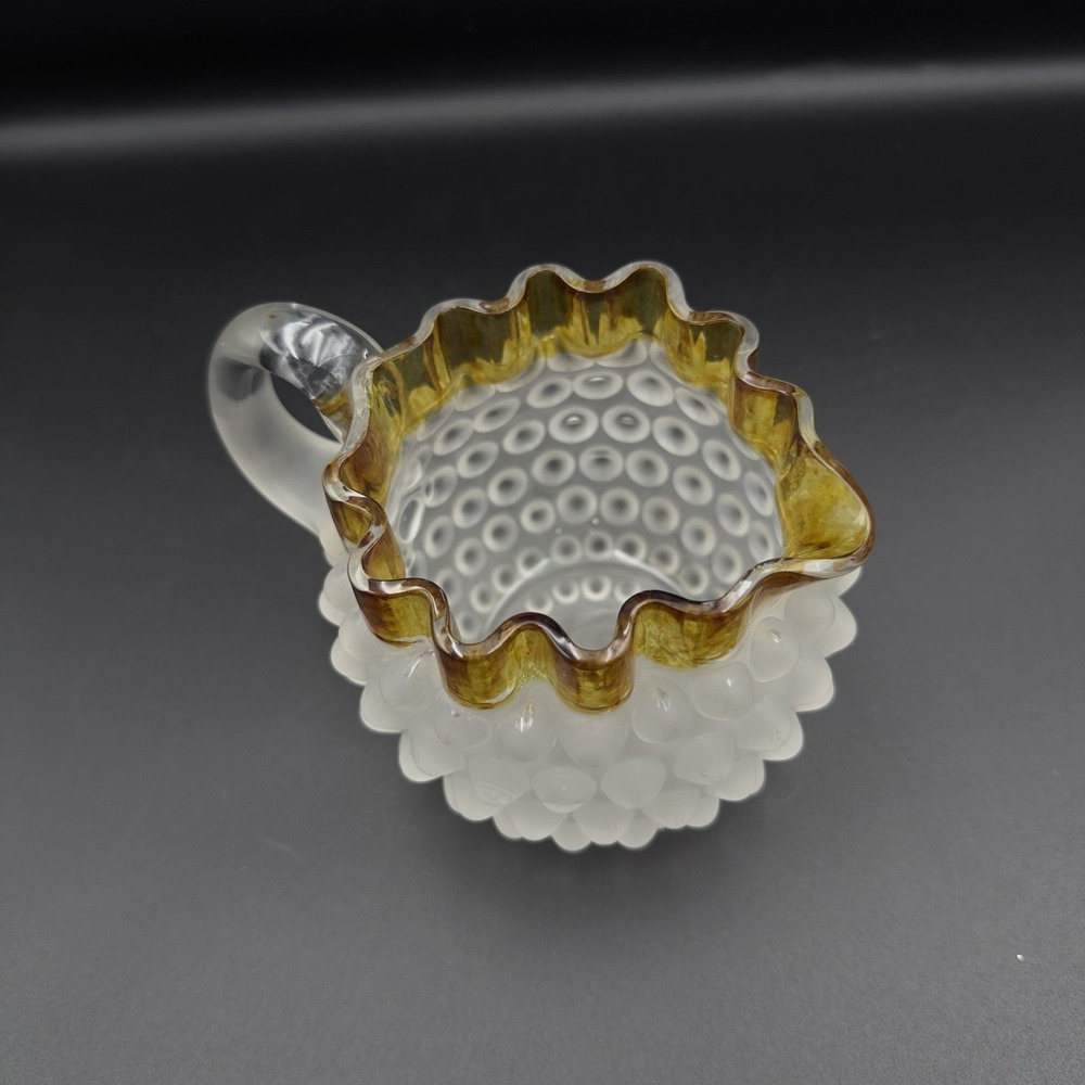 Hobbs Small Pitcher Cream Sugar Frances Ware Frosted Amber Dewdrop‎ Hobnail - Picture 5 of 7